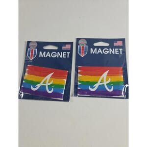 Atlanta Braves Pride Magnets Set of 2 NEW Home Work School